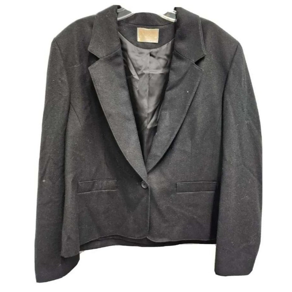 VTG Pendleton Wool Blazer Womens 14 Black Virgin Wool Professional Timeless